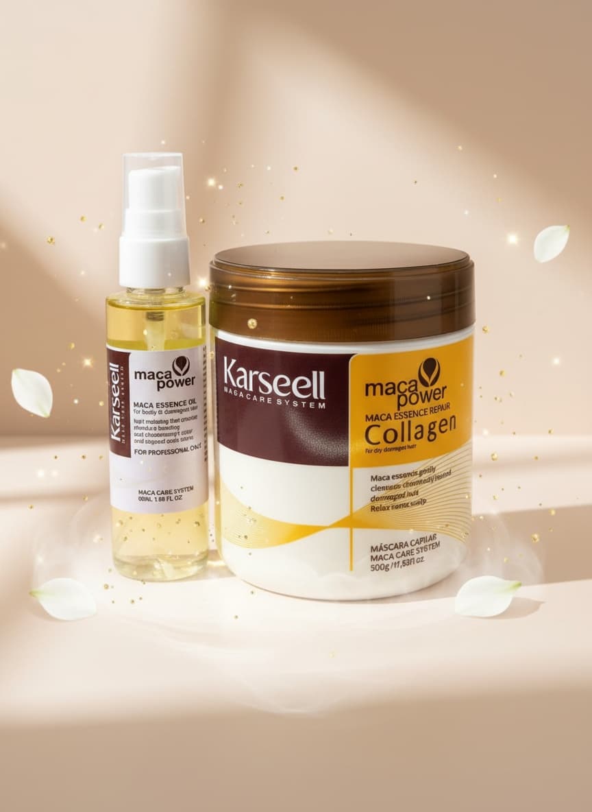 Kit Karseell Maca Power Collagen Mascara Capilar 500g + Oleo Reparador 60ml