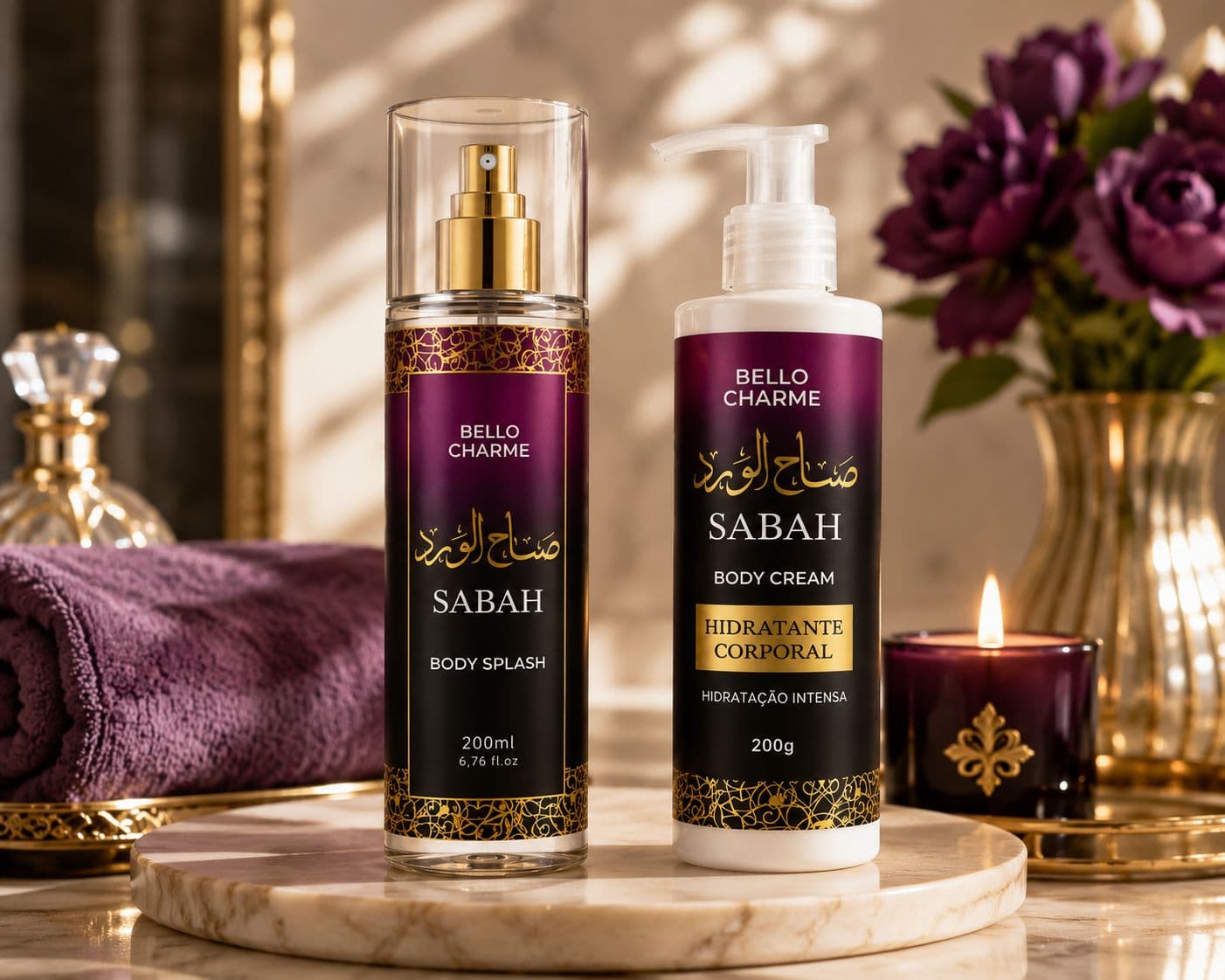 Kit Bello Charme Sabah Body Splash 200ml + Hidratante Corporal 200g - imagem 1