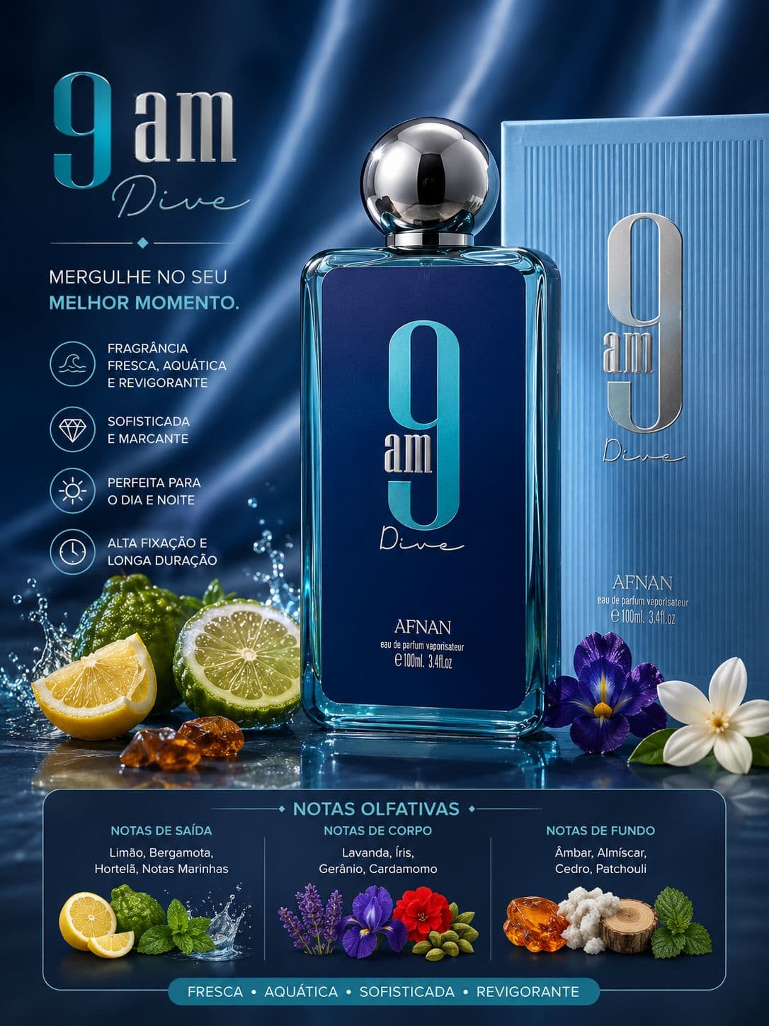 Perfume 9AM Dive Afnan Eau de Parfum | Frescor Aquático e Elegância Moderna 🌊 - imagem 1