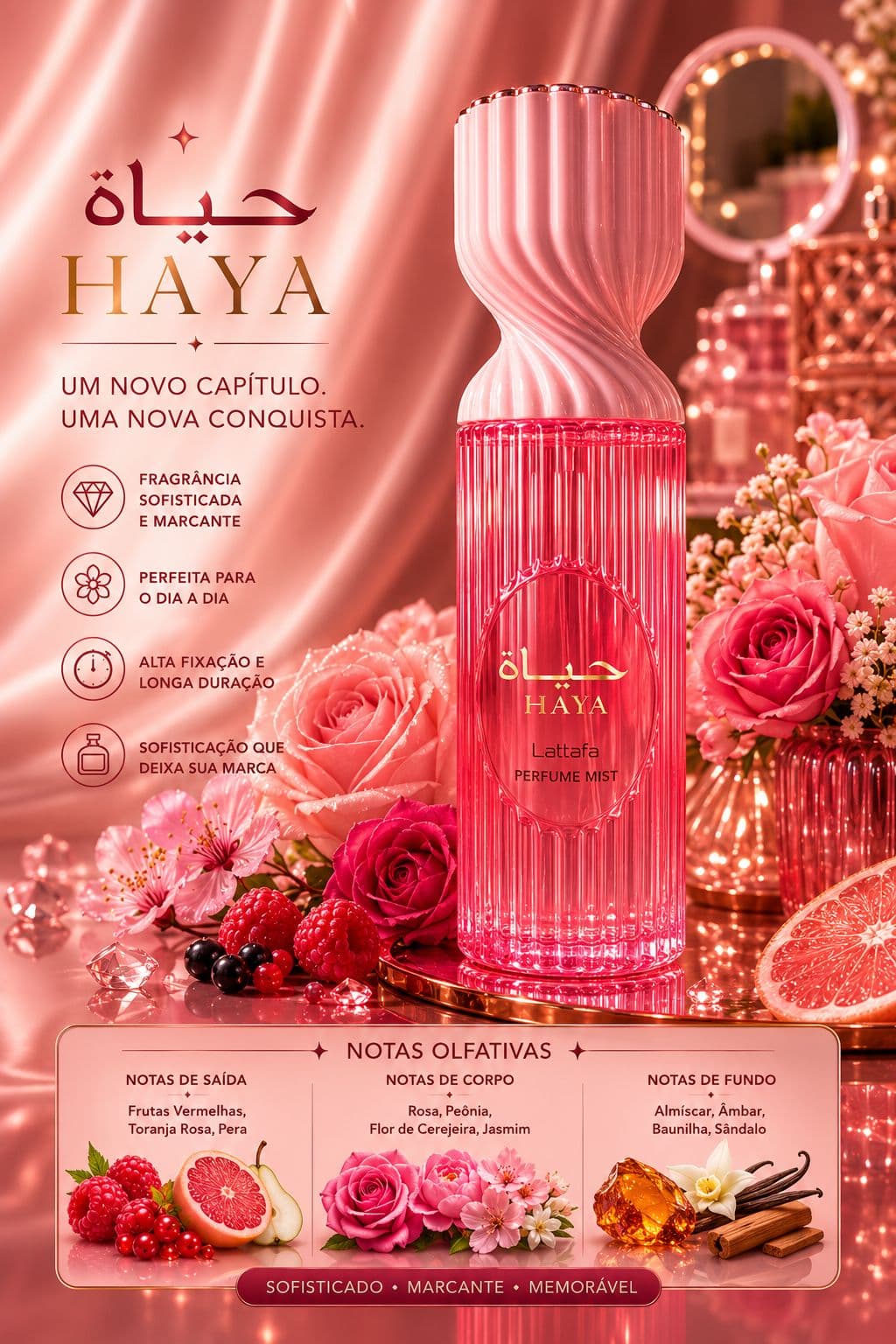 Body Splash Haya Lattafa Perfume Mist | Doçura Floral e Feminilidade Marcante 🌸 - imagem 1