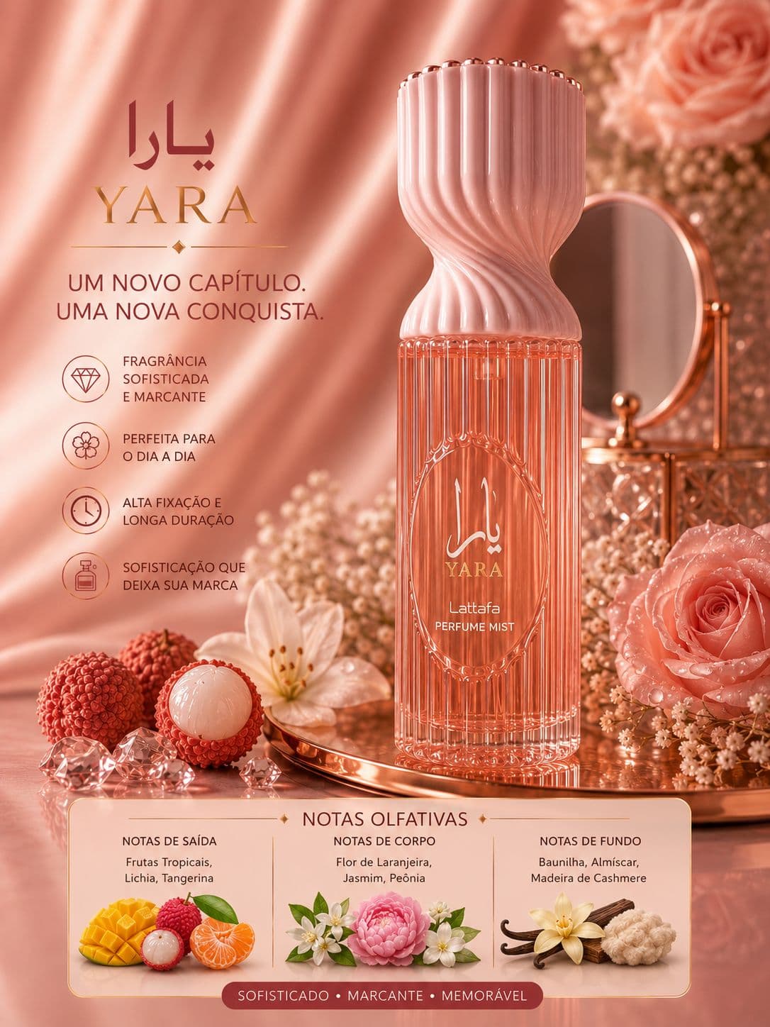 Body Splash Yara Lattafa Perfume Mist | Doçura Cremosa e Feminilidade Encantadora 🌸 - imagem 1