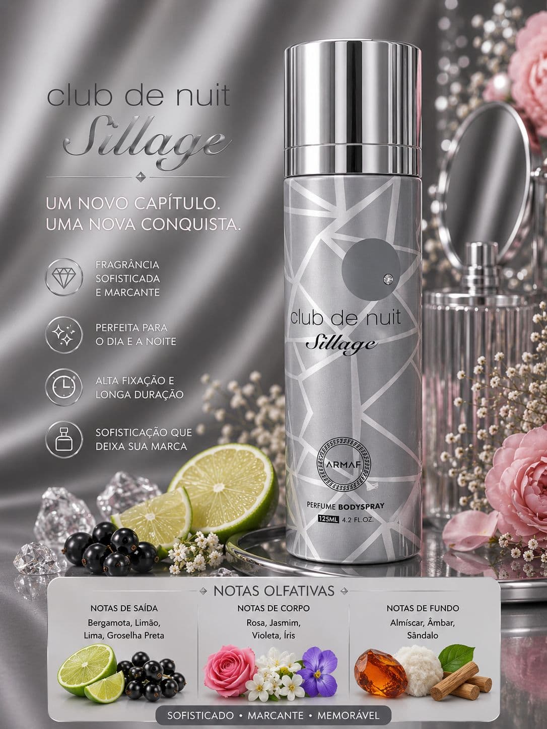 Body Spray Club de Nuit Sillage Armaf | Sofisticação Moderna e Frescor Marcante 🩶 - imagem 1