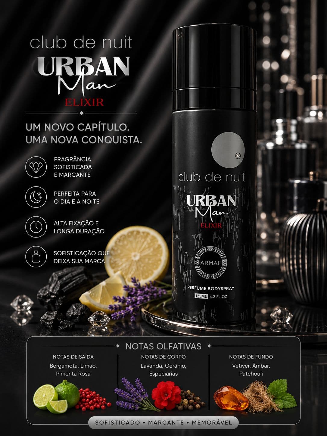 Body Spray Armaf Club De Nuit Urban Man Elixir Masculino 125ml - imagem 1