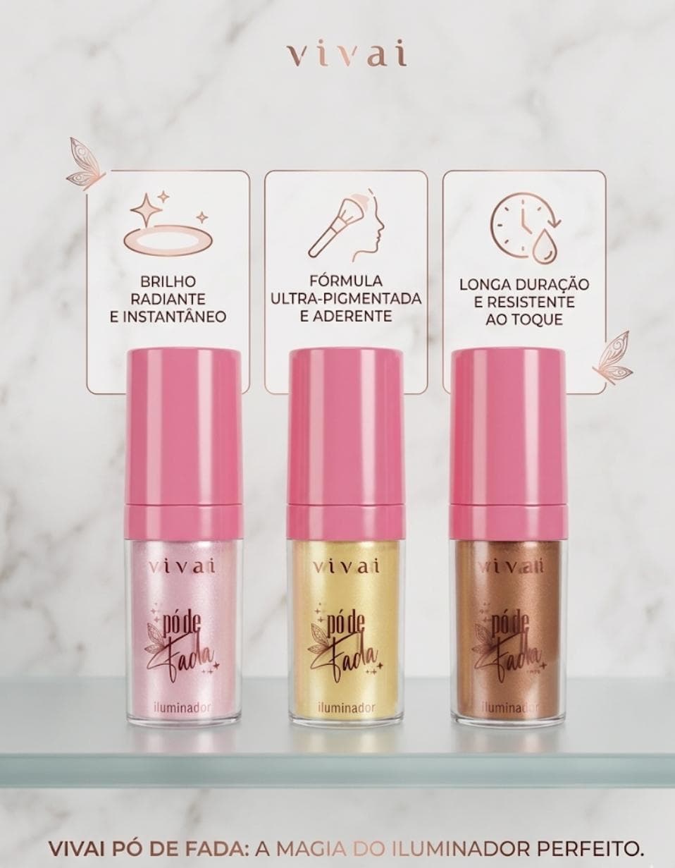 Iluminador Líquido Pó de Fada Vivai Ultra Pigmentado Glow Radiante Longa Duração Efeito Luminoso Profissional - imagem 1